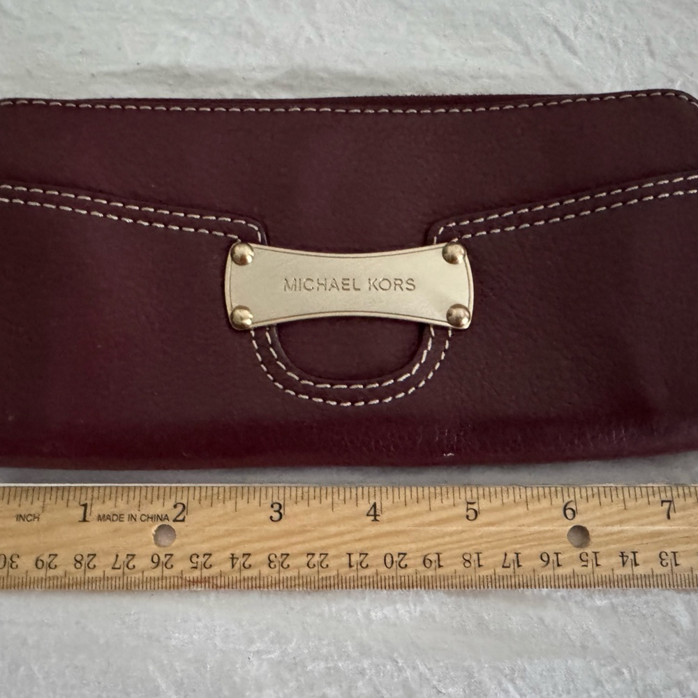 VINTAGE Michael Kors Dark Red Wallet with Gold Accents